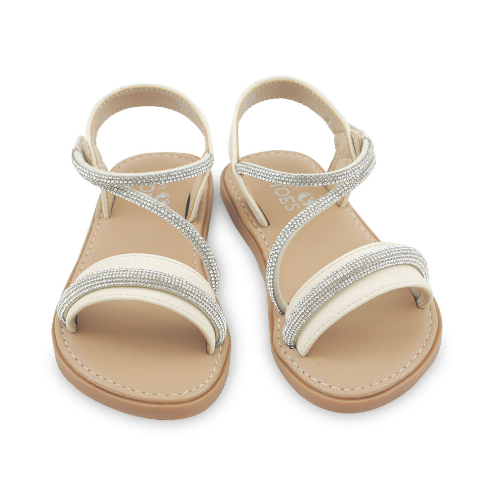 GIRLS SANDAL BEIGE RHINESTONES