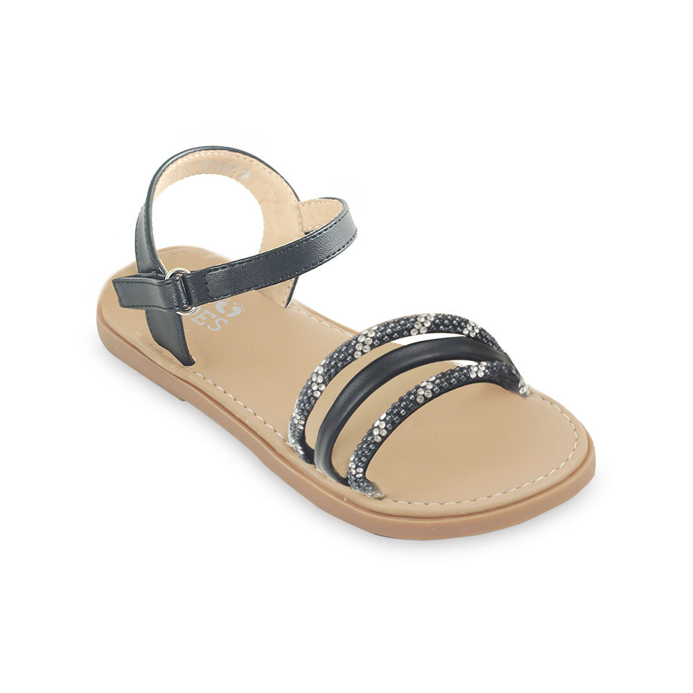 GIRLS SANDAL BLACK PEARLS
