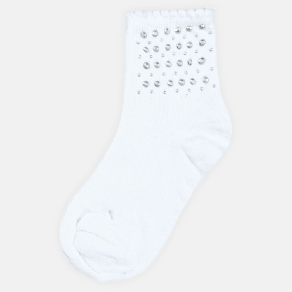 GIRL SOCKS WHITE RHINESTONE