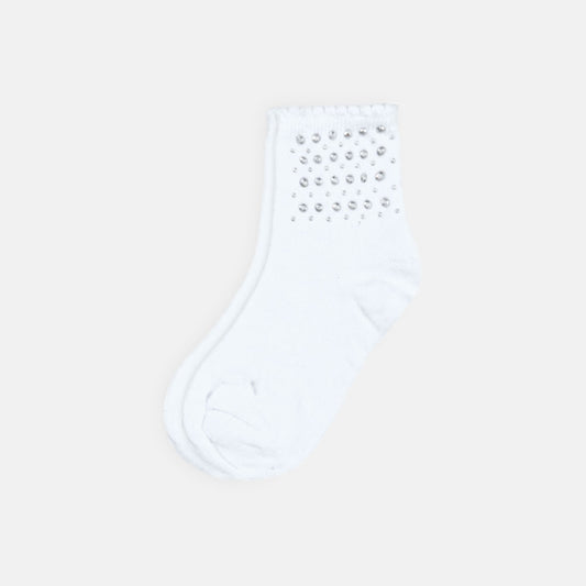 GIRL SOCKS WHITE RHINESTONE
