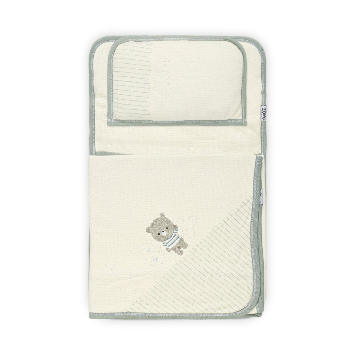 SLEEPING SET - OFF WHITE SAGE GREEN BEAR THEME