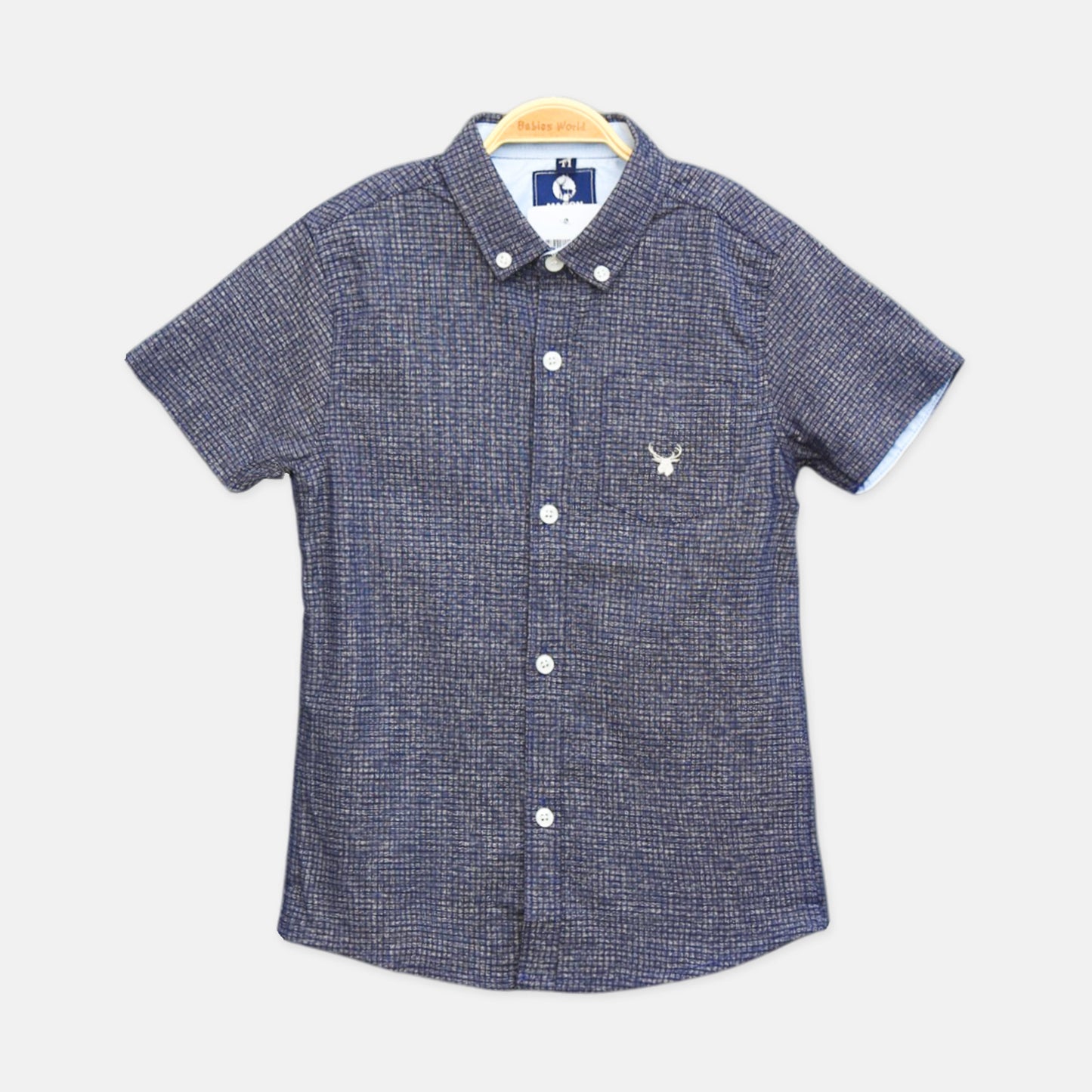 Navy Textured Grid Shirt