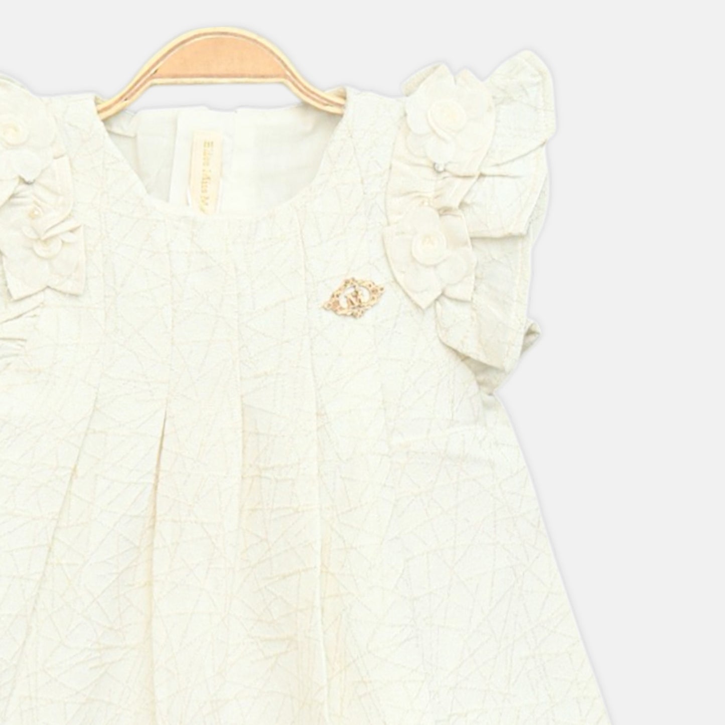 Off-White Floral Appliqué Frock