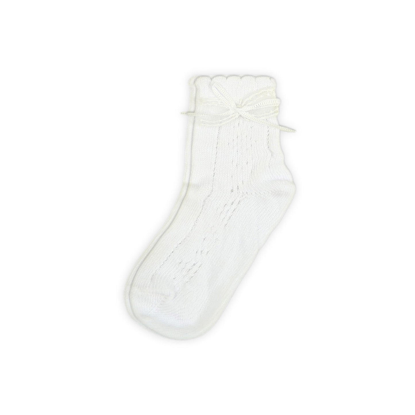 WHITE RUFFLE BOW ANKLE GIRL SOCKS PK-2