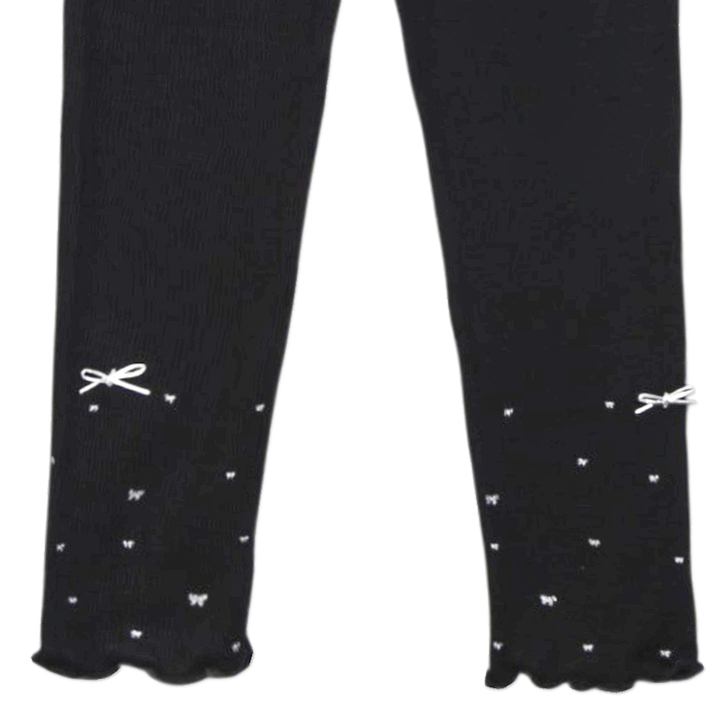 BLACK RIBBED BOW TROUSERS
