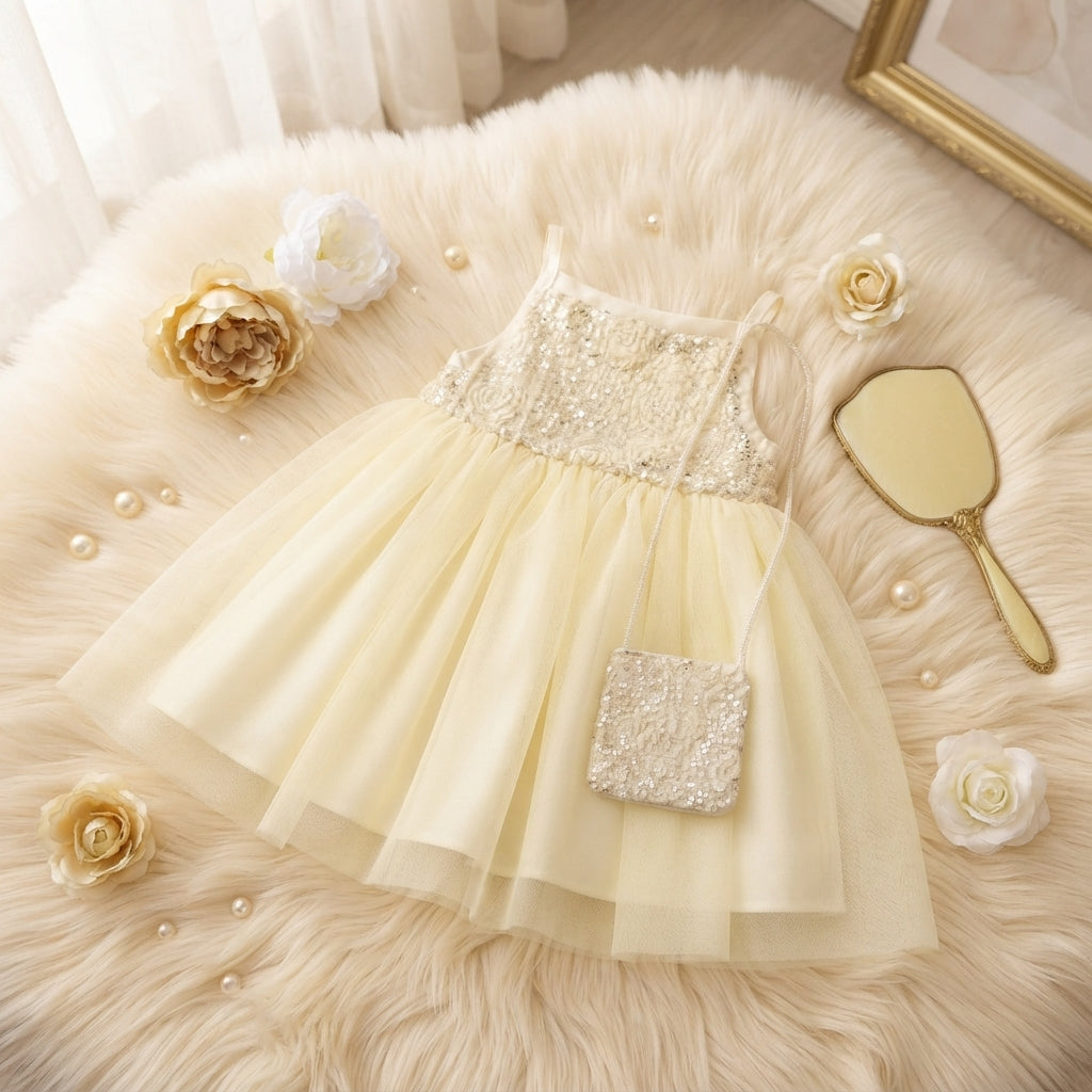 BABY GIRL OFF-WHITE EMBELLISHED PARTY DRESS