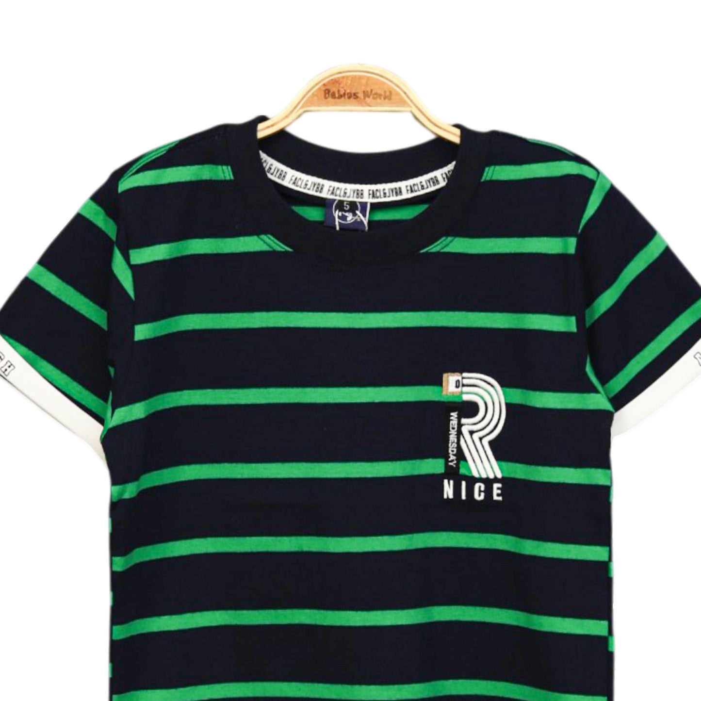 GREEN SPORTY STRIPED TEE