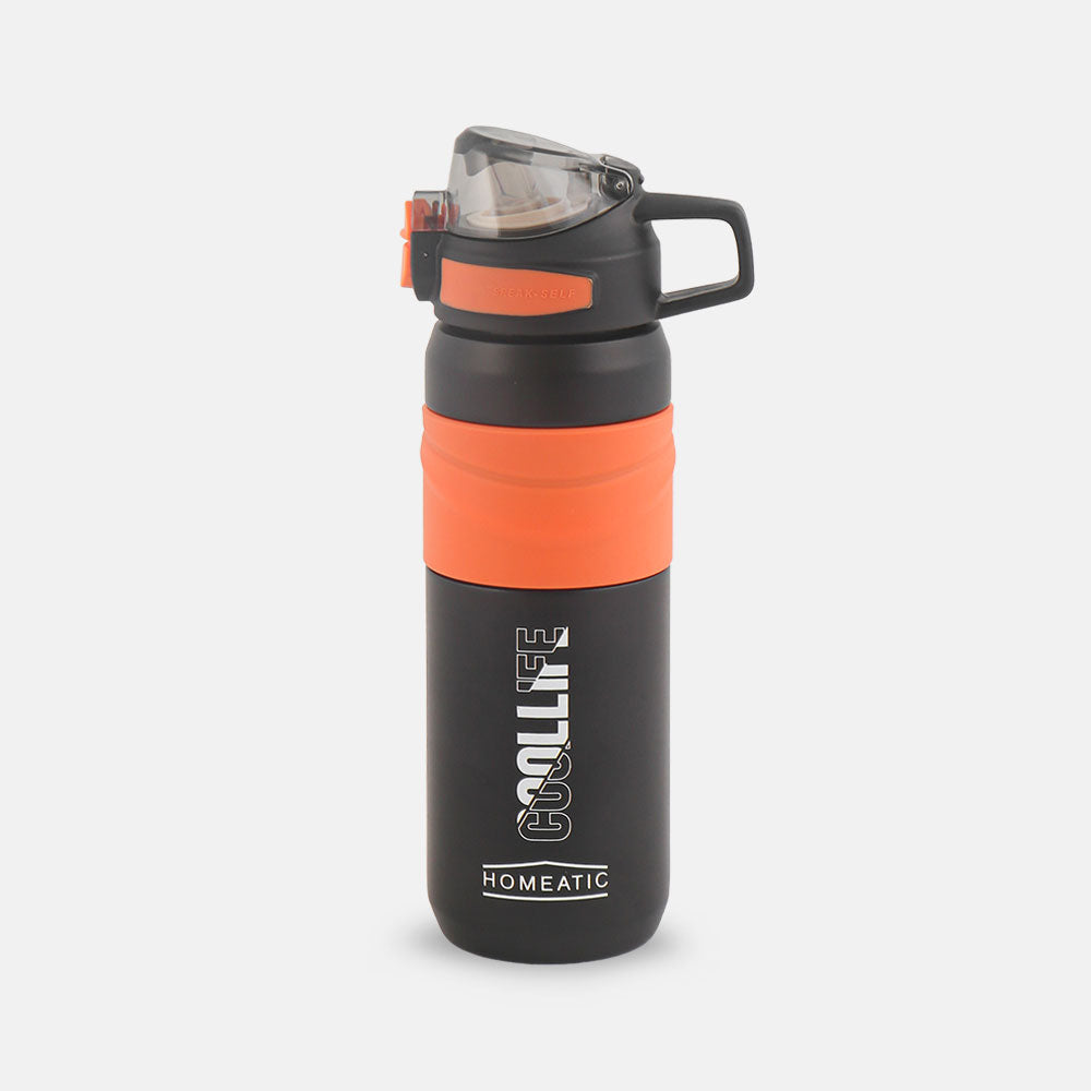 STEEL WATER BOTTLE 650 ML BLACK SPORTS