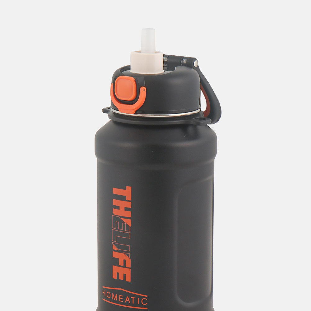 STEEL WATER BOTTLE 1000 ML BLACK SPORTS