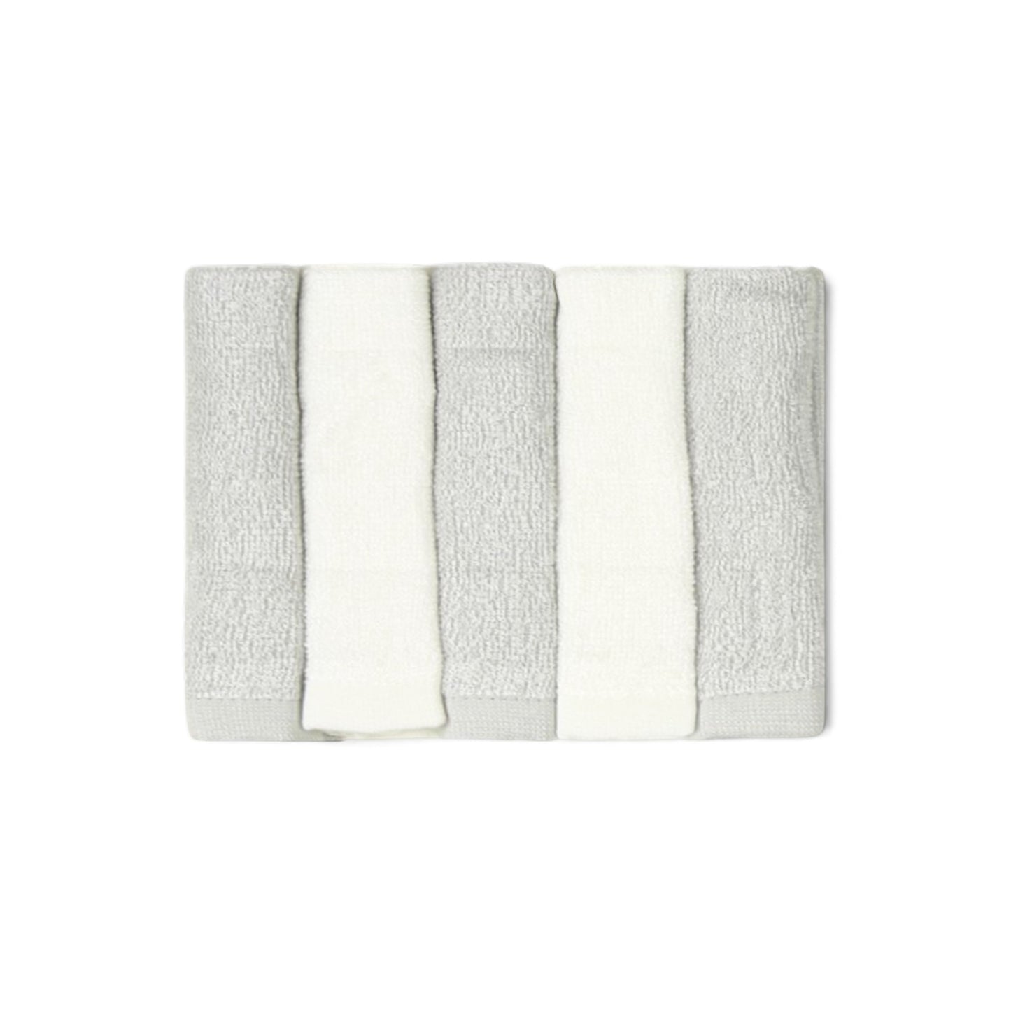BAMBOO WHITE & GREY FACE TOWEL PK-5