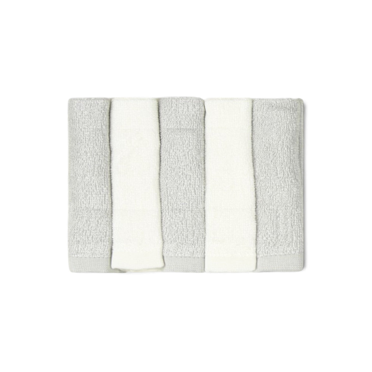 BAMBOO WHITE & GREY FACE TOWEL PK-5