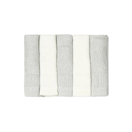BAMBOO WHITE & GREY FACE TOWEL PK-5