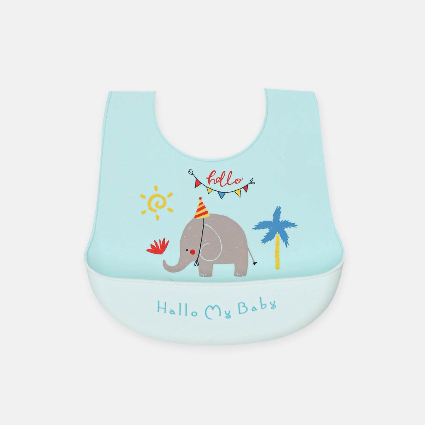 Mint Party Elephant Silicone Bib