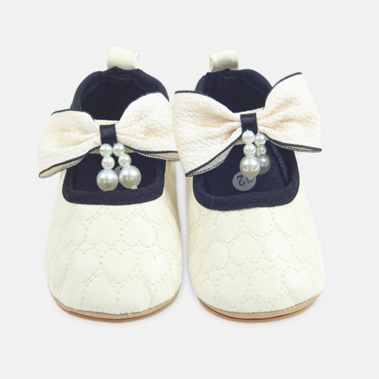 White Pearl Bow Pre Walker