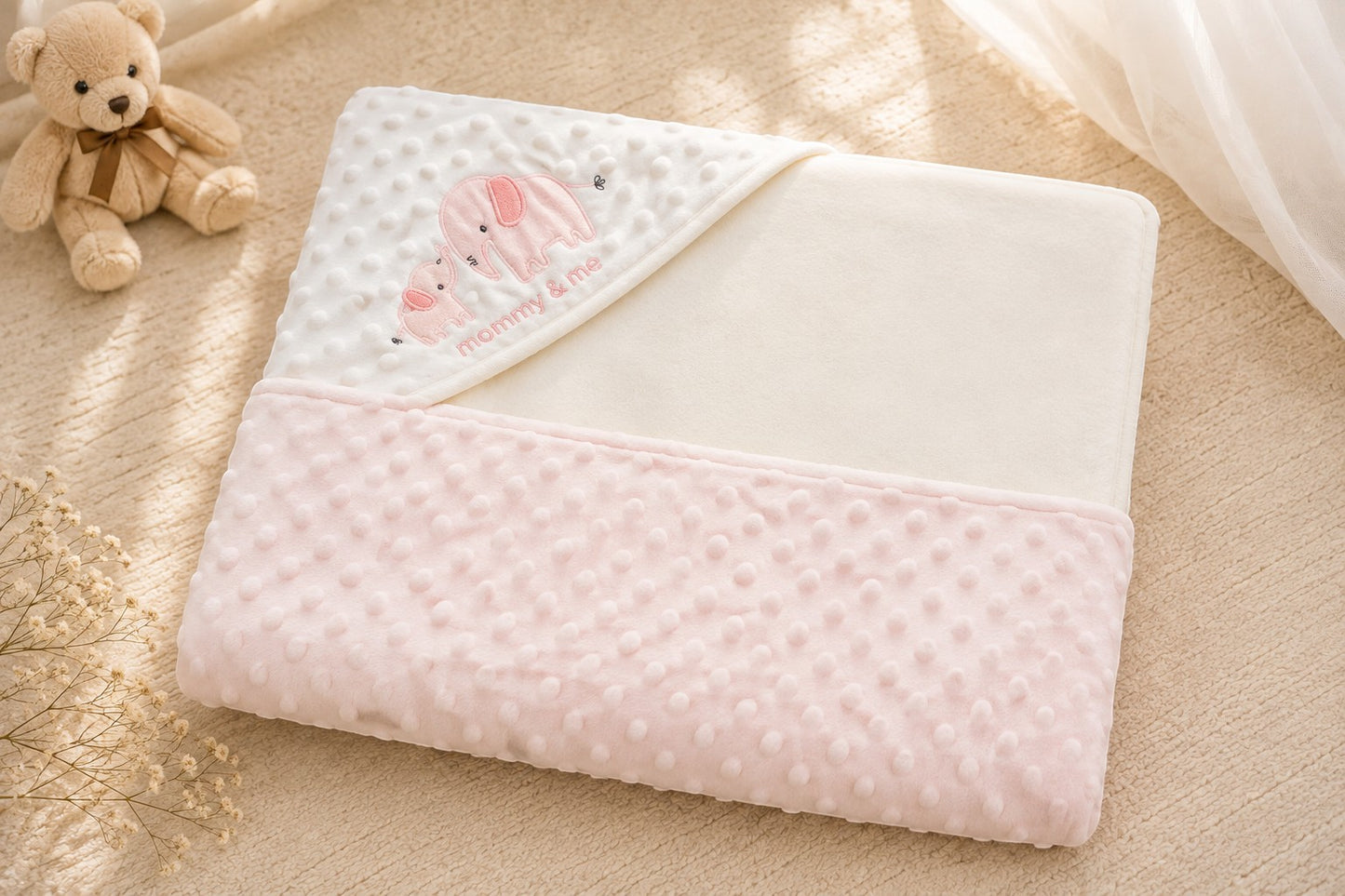 MOMMY & ME PINK ELEPHANT BLANKET