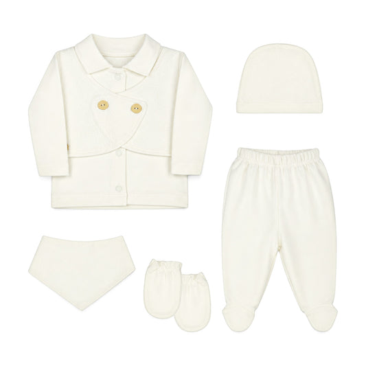 CREAM DOUBLE-BREASTED VEST BABY BOY GIFT SET