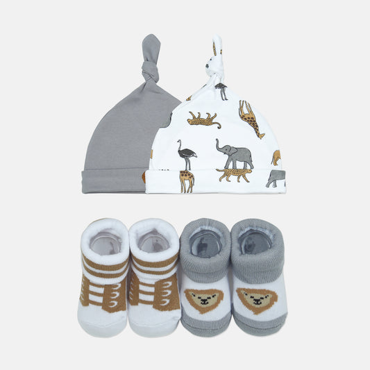 Safari Friends Bootie And Beanie Set