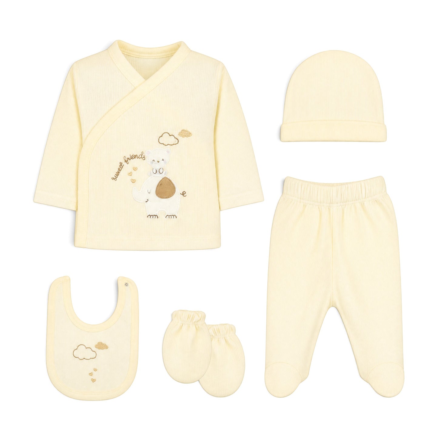 CREAM "SWEET FRIENDS" ELEPHANT BABY BOY GIFT SET