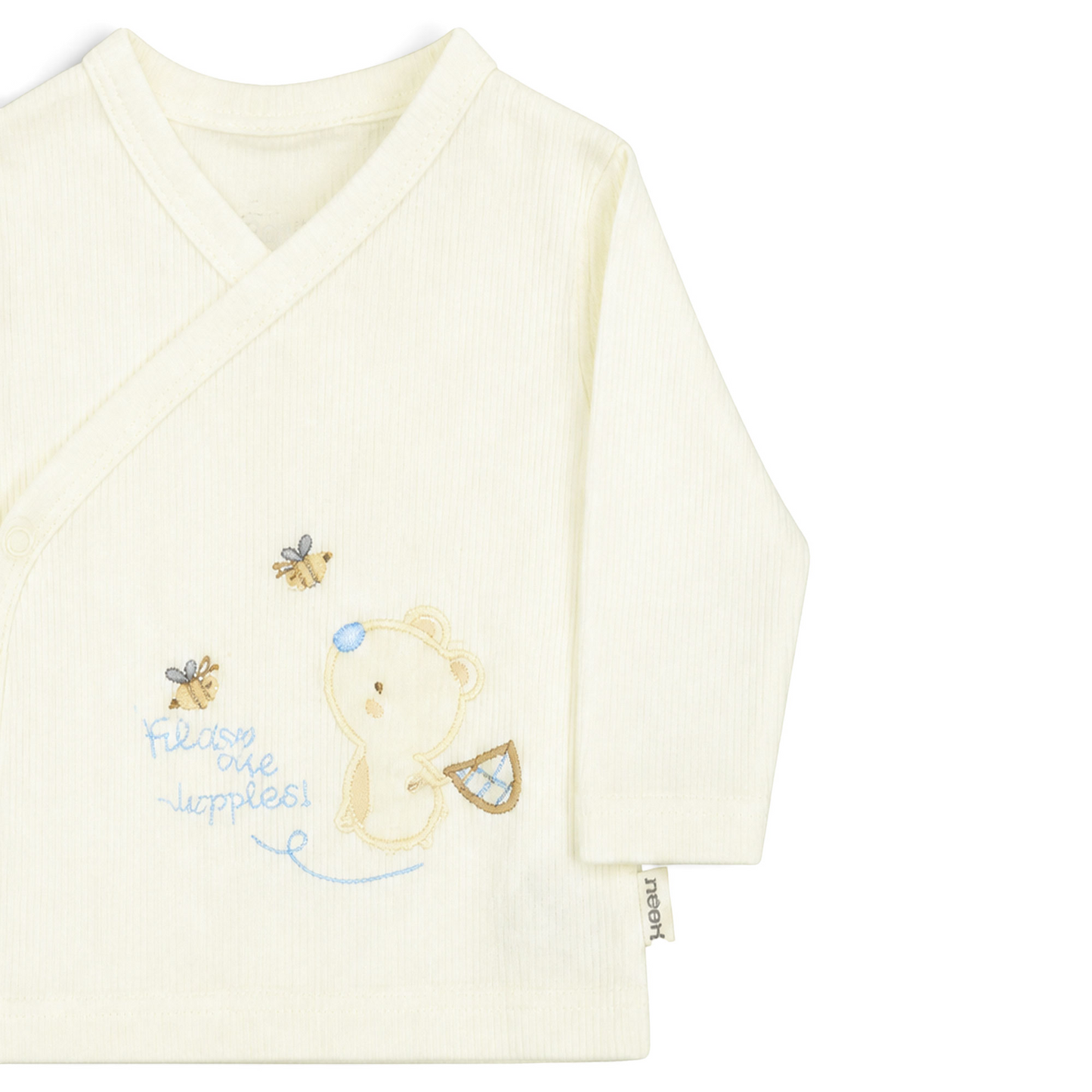 LIGHT BLUE AND WHITE "FOLLOW ME HUPPIES!" BEAR BABY BOY GIFT SET