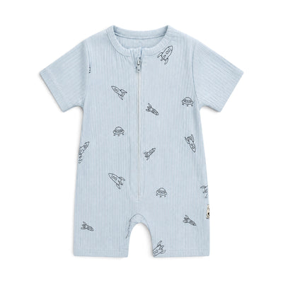 LIGHT BLUE SPACE PRINT ROMPER