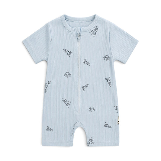 LIGHT BLUE SPACE PRINT ROMPER