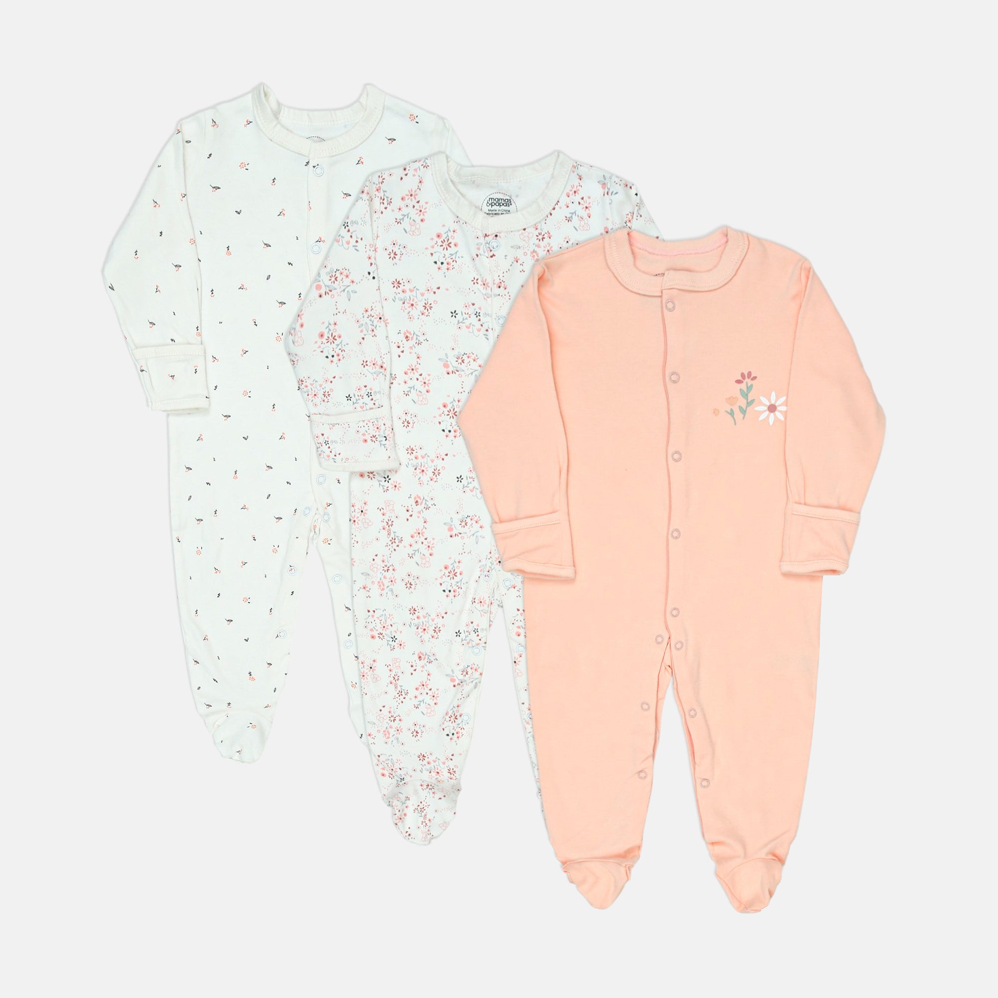 Sweet Bloom Cotton Sleepsuits Pk-3