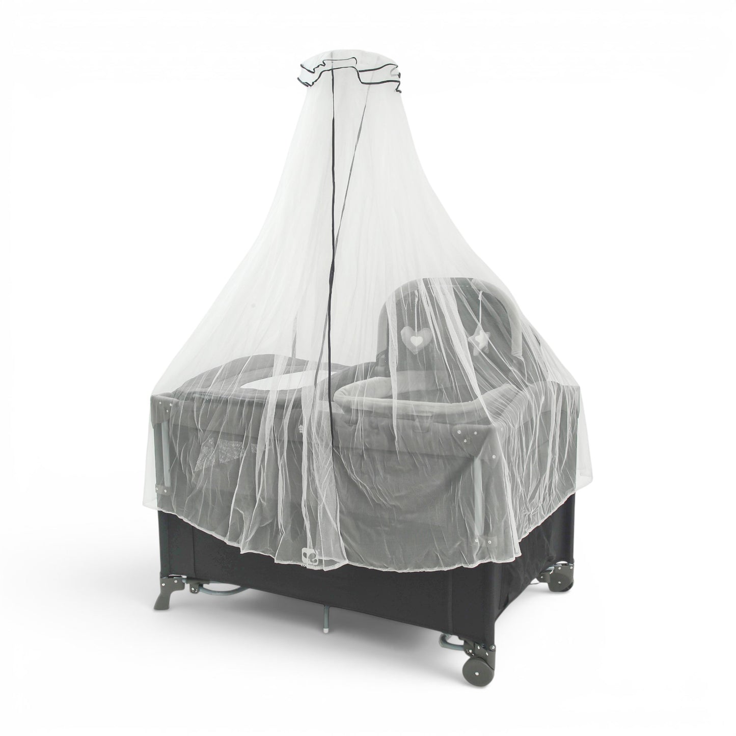 PLAY PEN GREY WITH STORAGE AND MOSQUITO NET