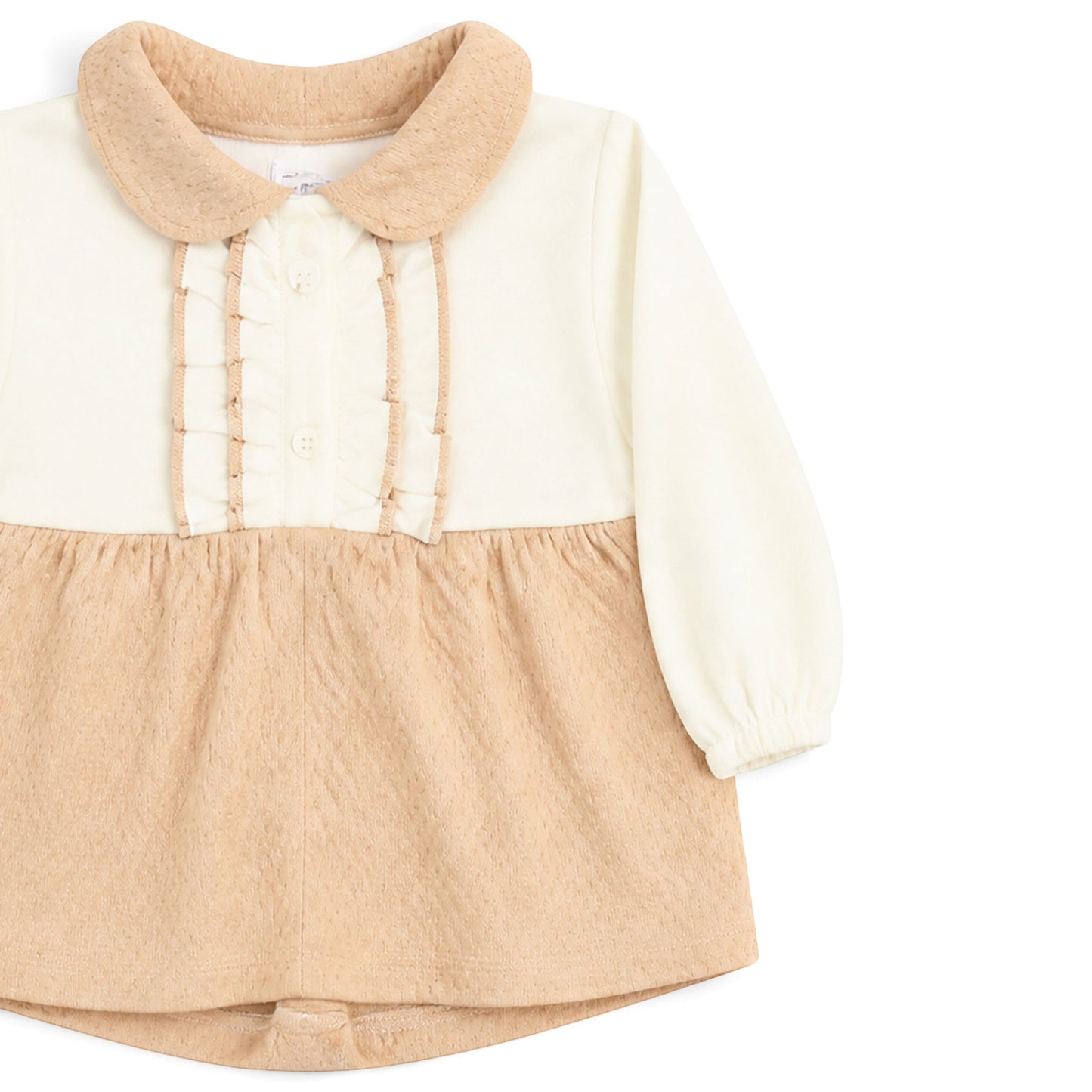 CREAM AND BROWN RUFFLED COLLAR BABY GIRL GIFT SET