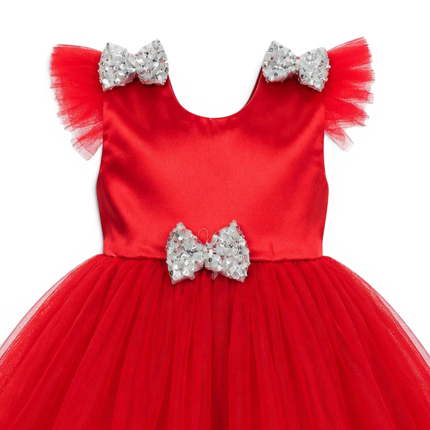 RED SEQUIN BOW BABY GIRL FANCY FROCK GIFT SET