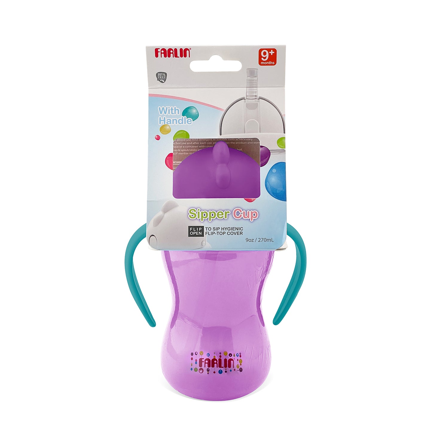 Farlin Sipper Cup With Handle Purple - 270ml