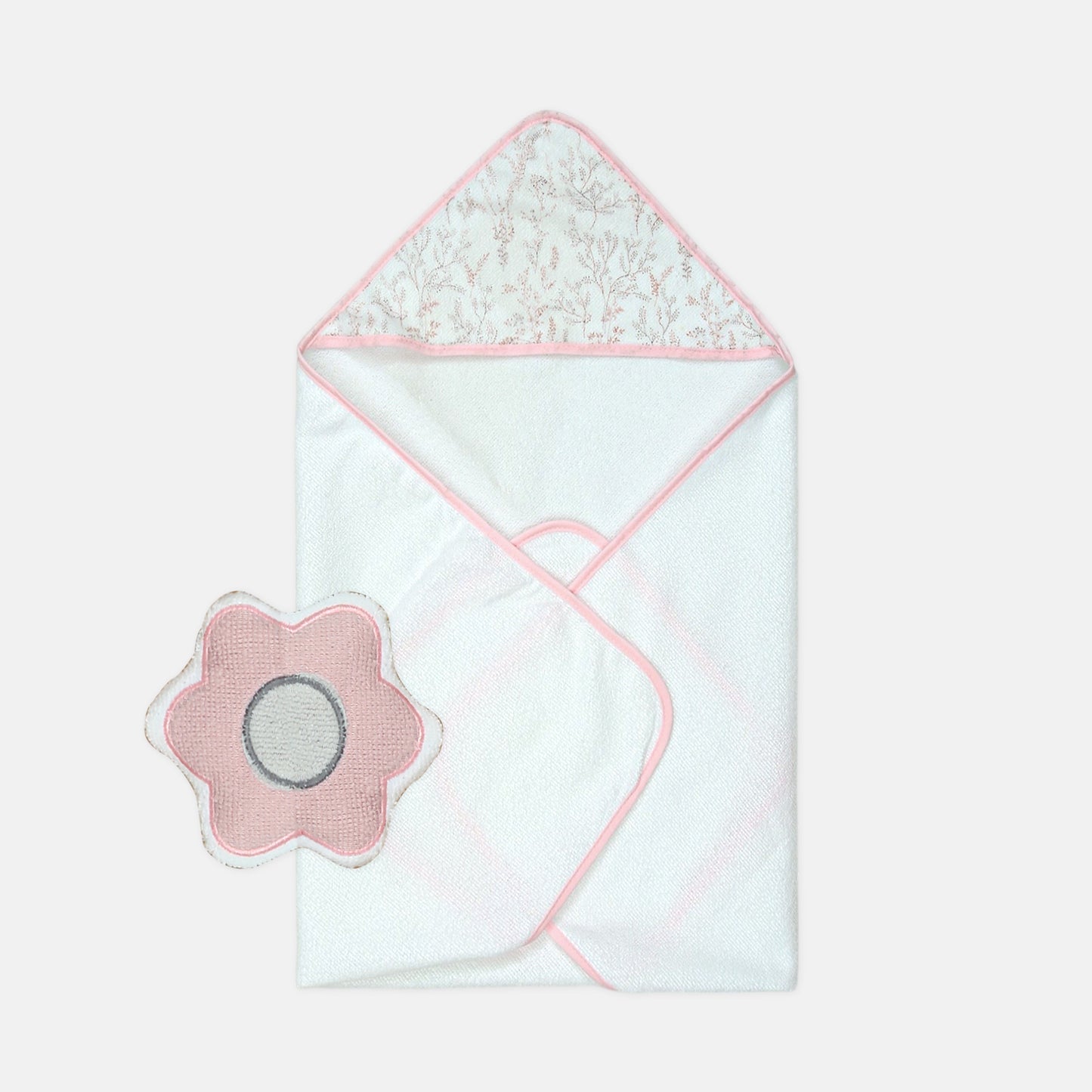 BATH TOWEL & 3 FACE TOWELS WITH SPONGE PETAL PUSH BUNDLE