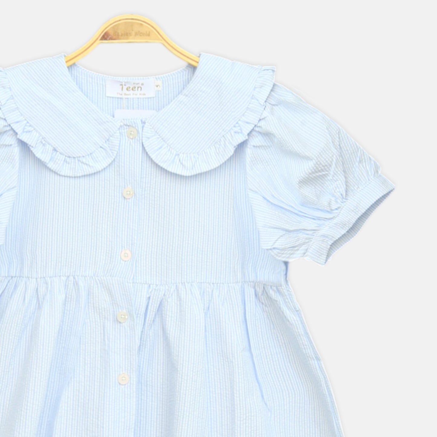 Sky Blue Seersucker Frock