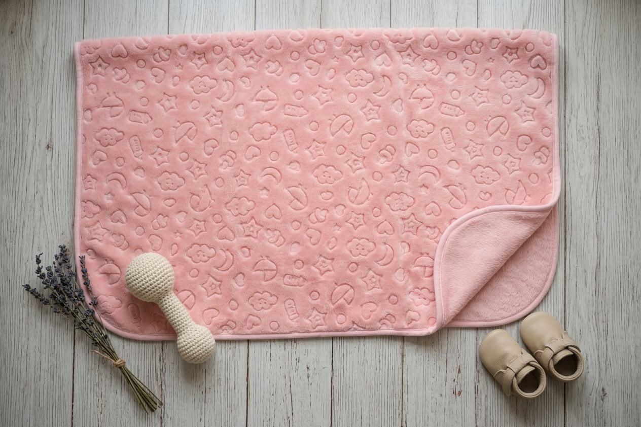 PINK ICONS EMBOSSED BLANKET