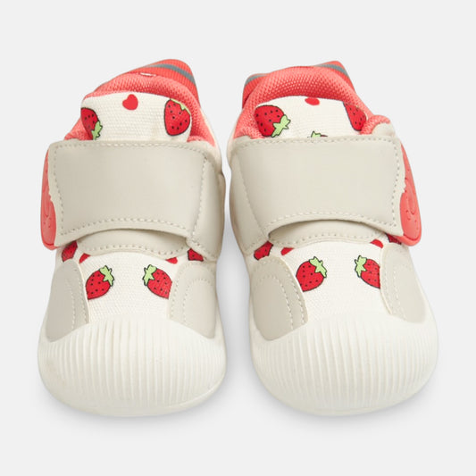 GIRL'S STRAWBERRY SNEAKERS – WHITE/PINK