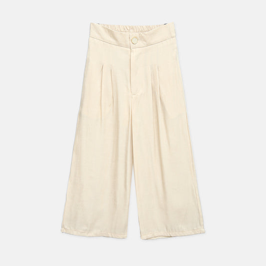 Beige Wide-Leg Trousers