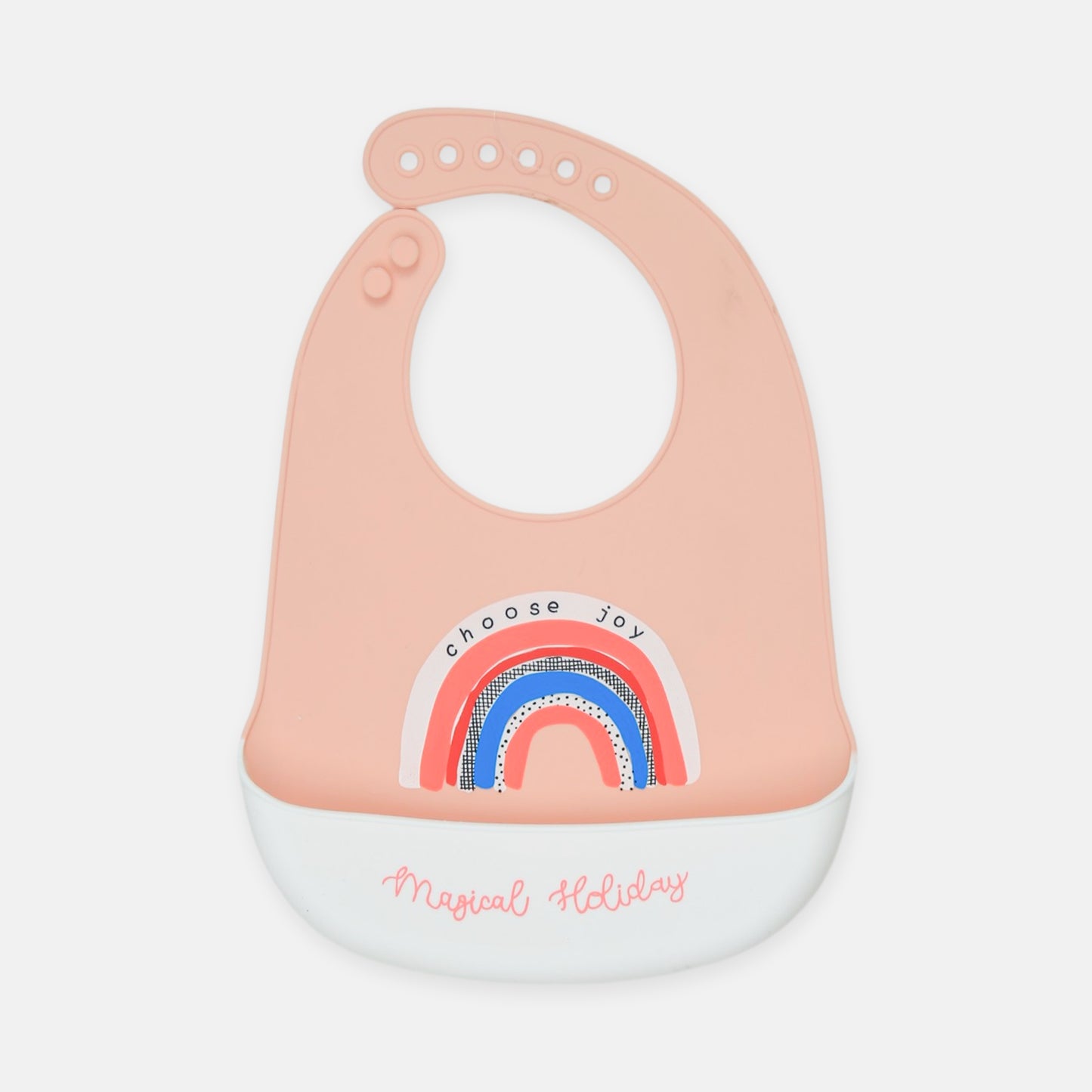 Peach Rainbow Silicone Pocket Bib
