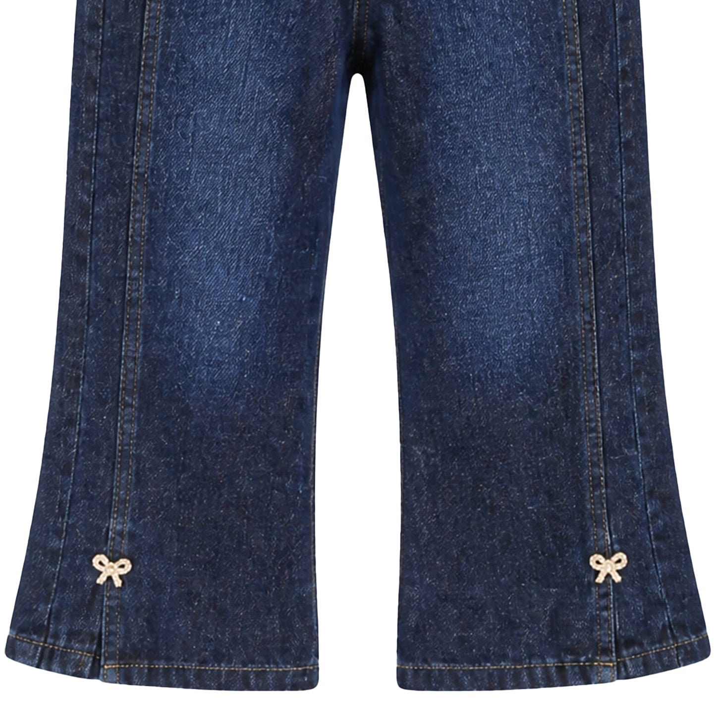 BABY GIRL DARK WASH DENIM JEANS WITH BOW ACCENT