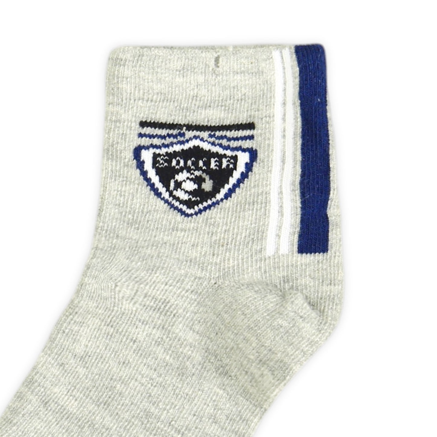 SOCCER THEMED GREY ANKLE BOY SOCKS
