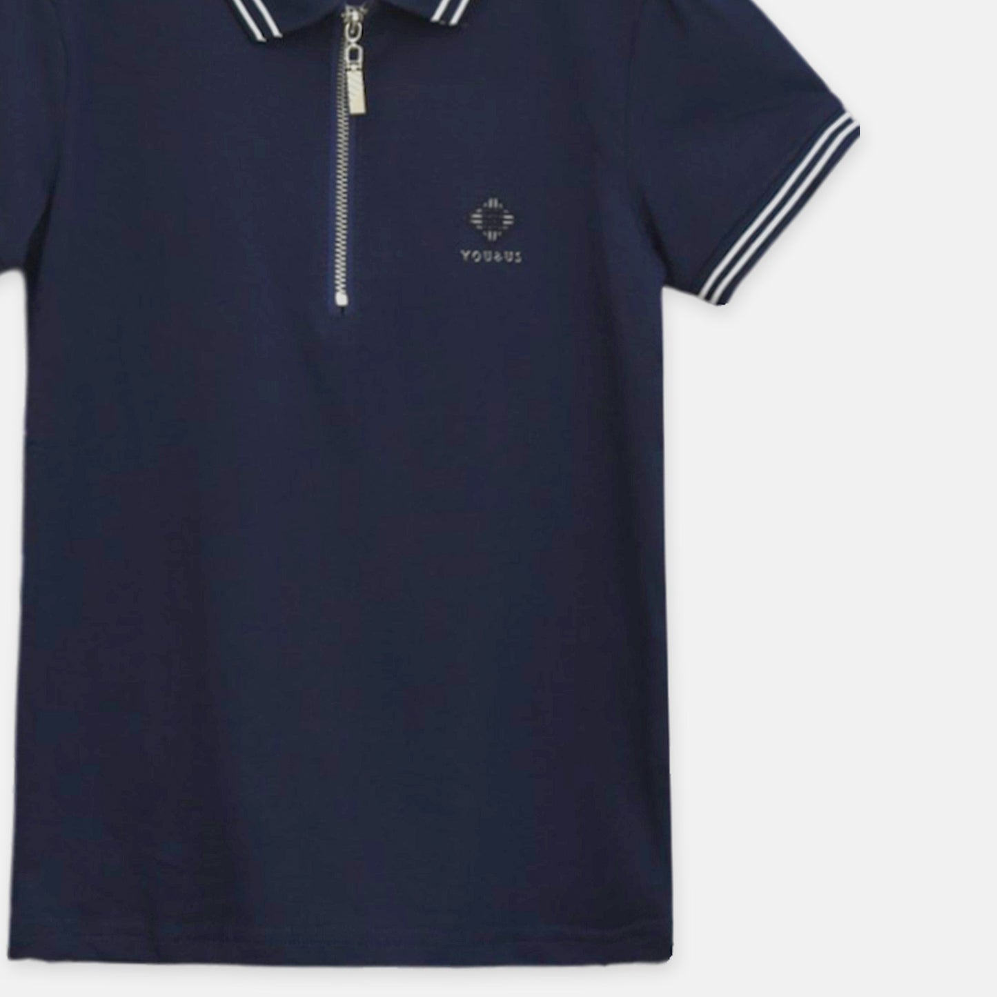 Navy Zip-Up Polo