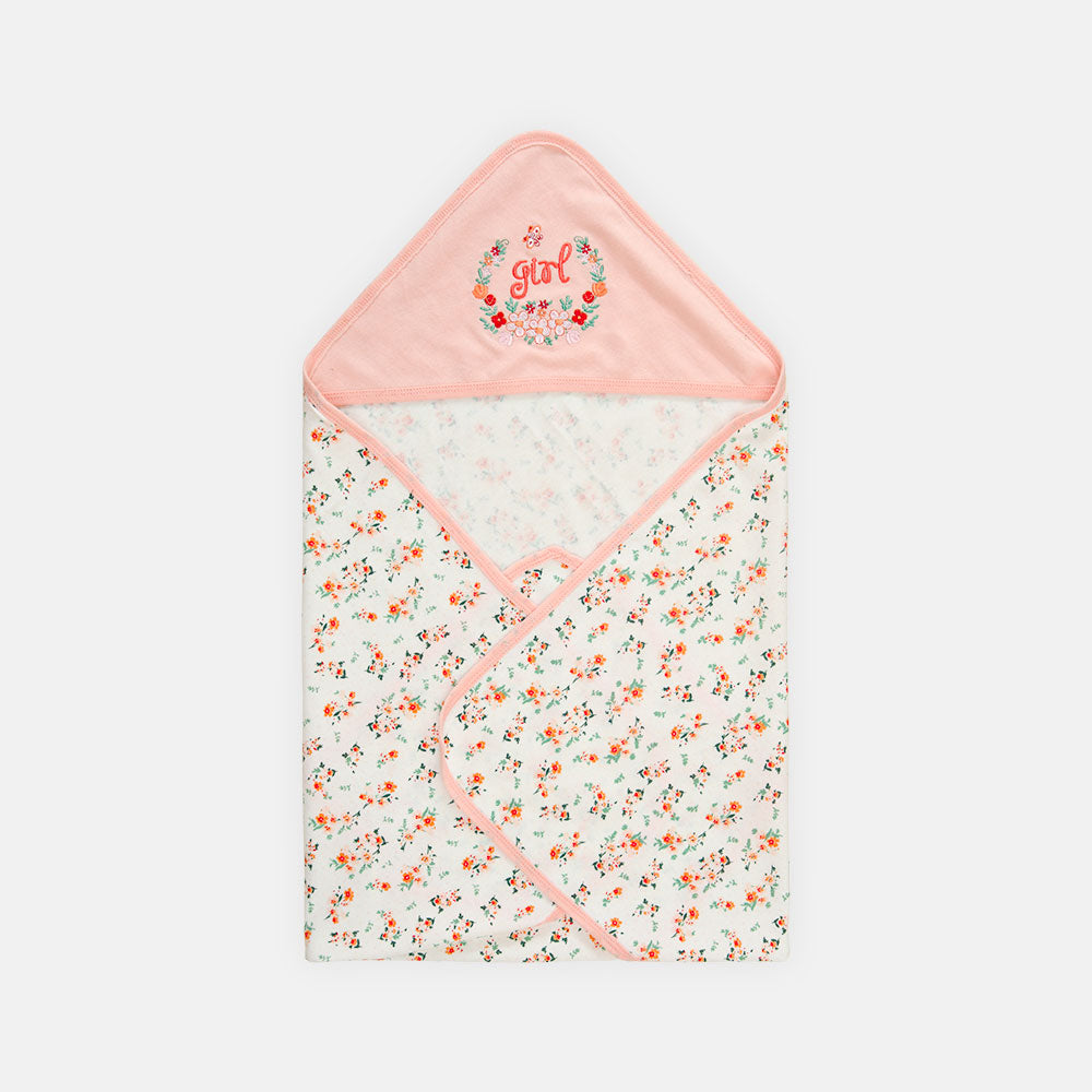 BABY GIRLS GIFT SET WHITE AND PEACH FLORAL