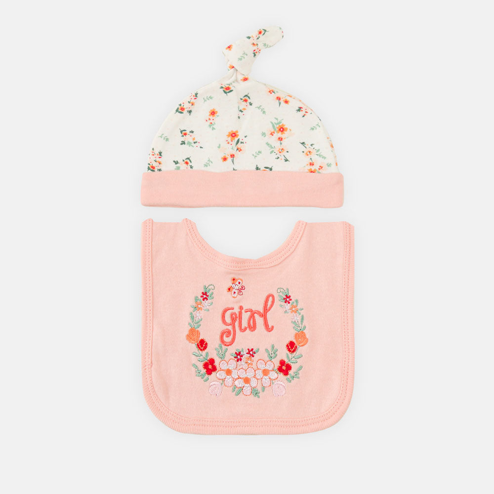BABY GIRLS GIFT SET WHITE AND PEACH FLORAL