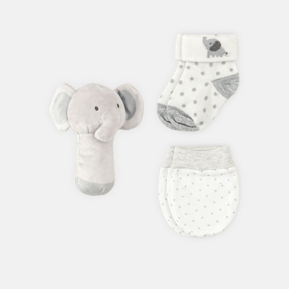 BABY BOYS GIFT SET GREY ELEPHANT