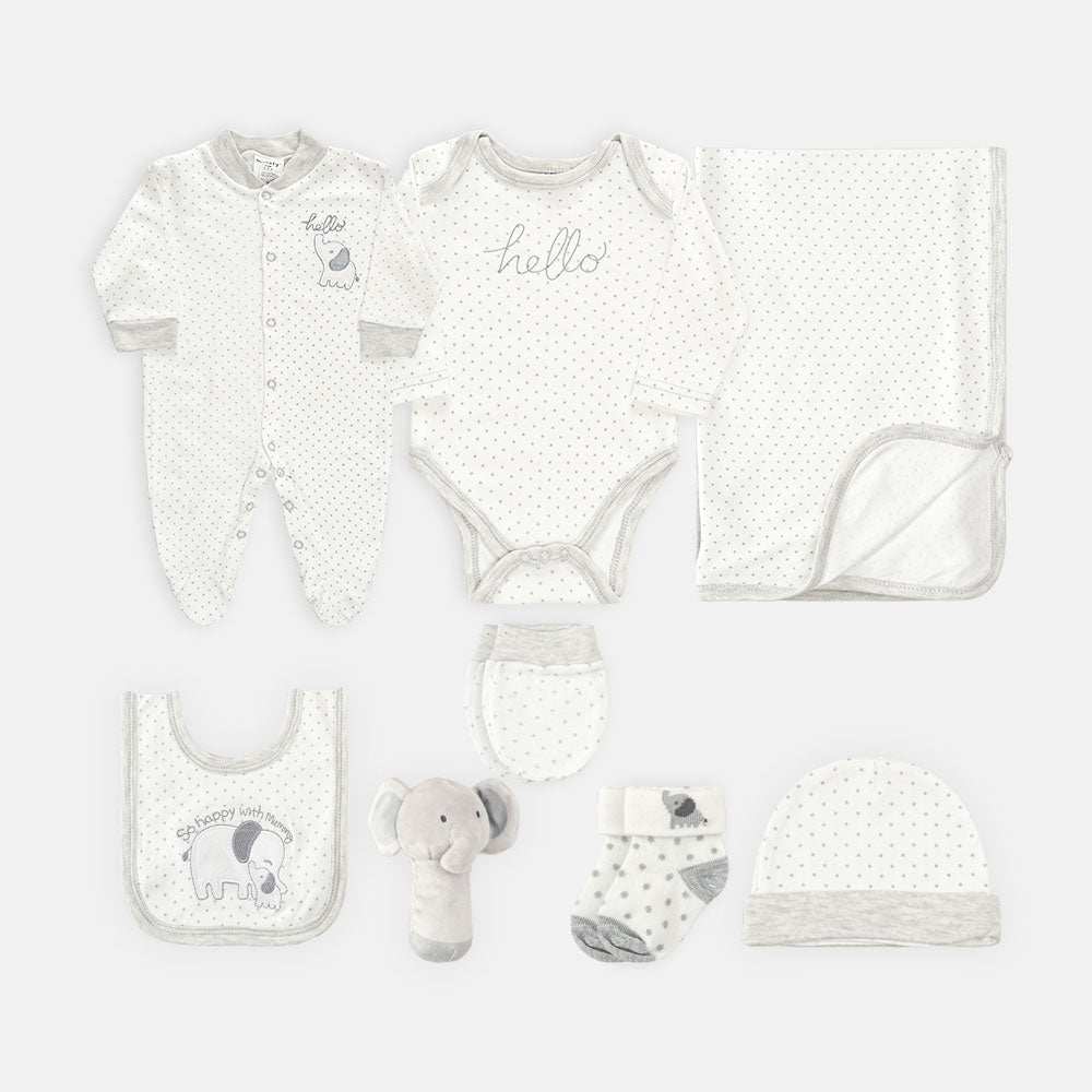 BABY BOYS GIFT SET GREY ELEPHANT