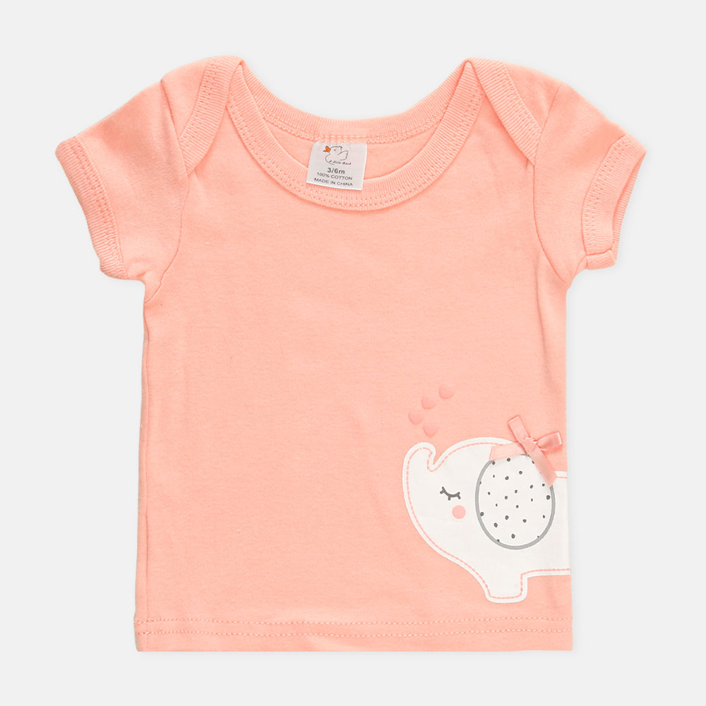 BABY GIRLS GIFT SET PEACH AND WHITE BABY ELEPHANT