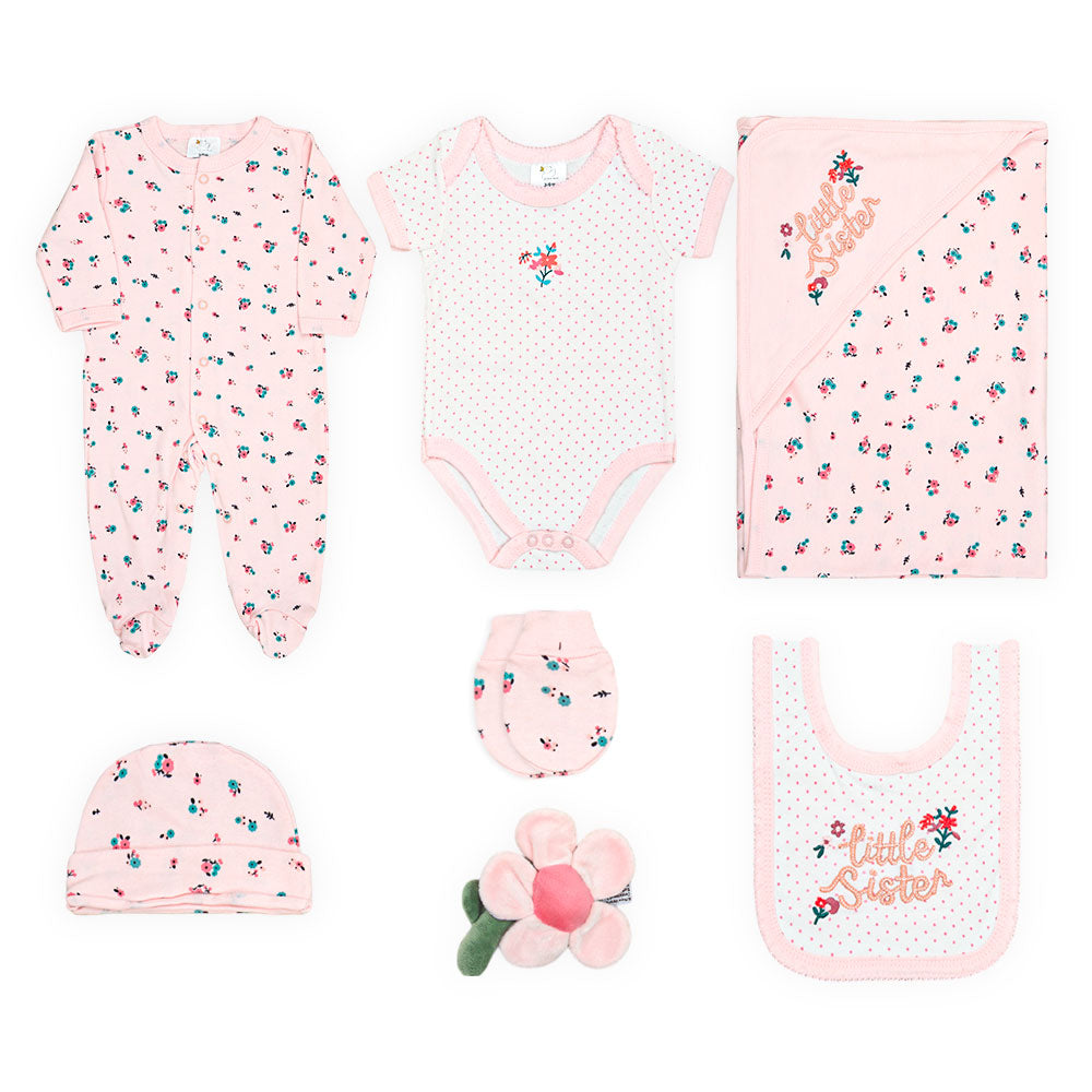 BABY GIRL GIFT SET LITTLE SISTER FLORAL