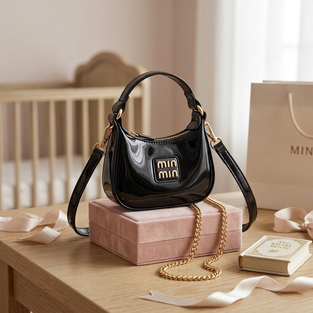 Chic Black Patent Mini Shoulder Bag