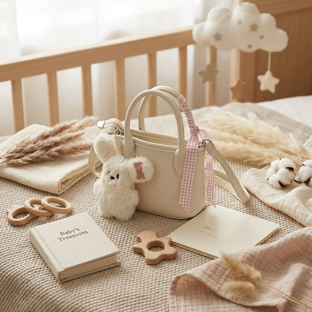 Cute White Coquette Mini Bucket Bag