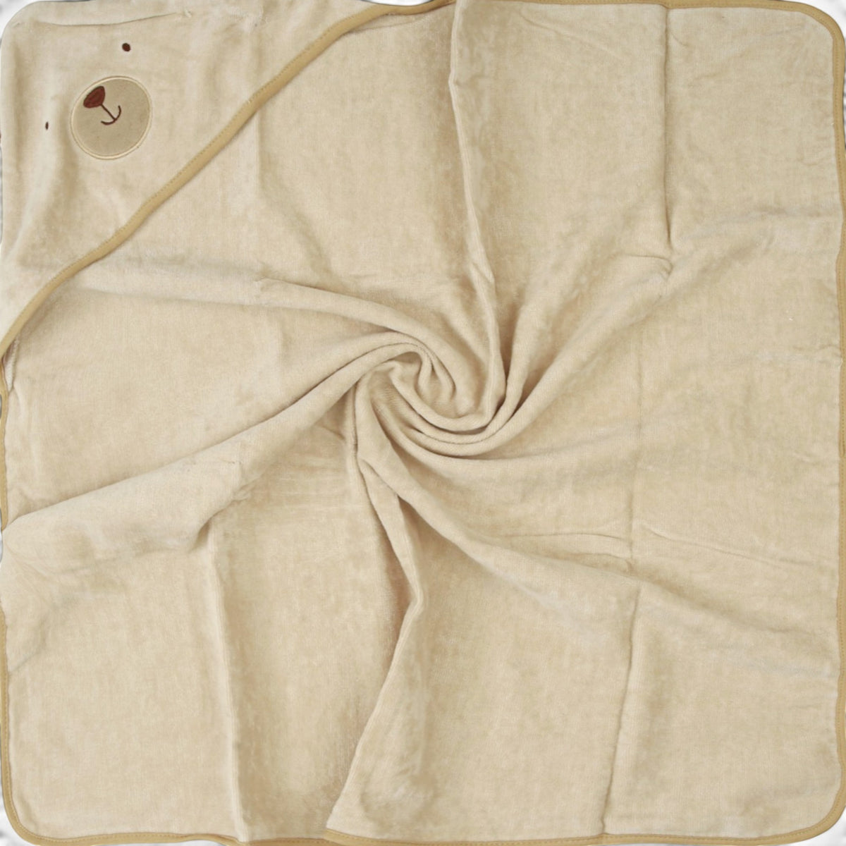 BEIGE TEDDY BEAR HOODED BATH TOWEL