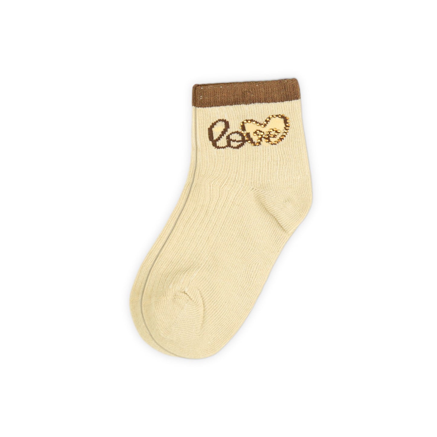 BEIGE "LOVE" PRINTED GIRL SOCKS