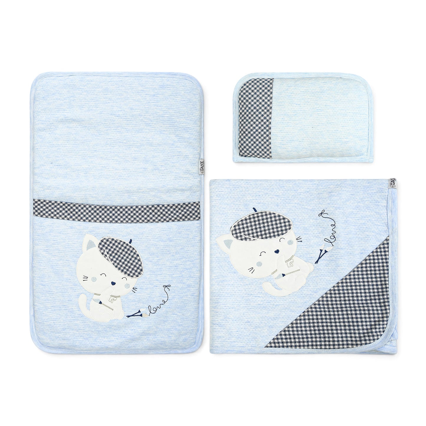 PREMIUM GRAINY LIGHT BLUE SLEEPING SET